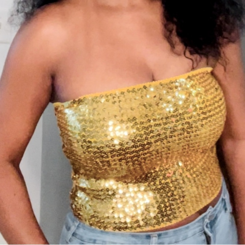 Gold Sequins Bandeau One Size